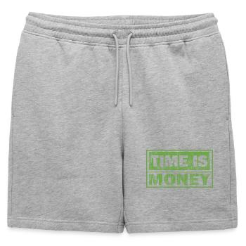 Le temps, c’est de l’argent en caractères verts - Short de survêtement homme premium - gris chiné - Devant - AI Model Male 178 light (178cm)