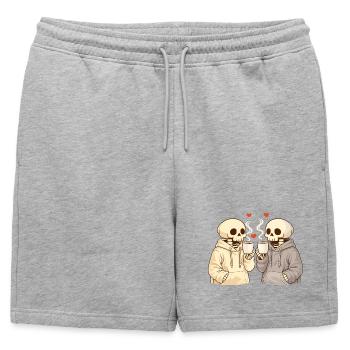 Cozy Skeleton Couple with Cups – Warm Moments - Mens' Premium Organic Sweatshorts - heather grey - Front - AI Model Male 178 light (178cm)