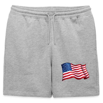 USA Flag Wave Motif - Mens' Premium Organic Sweatshorts - heather grey - Front - AI Model Male 178 light (178cm)