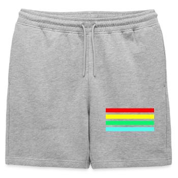 Composition rétro de rayures en arc néon - Short de survêtement homme premium - gris chiné - Devant - AI Model Male 178 light (178cm)