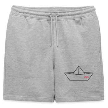 Bateau origami Signe Infini - Short de survêtement homme premium - gris chiné - Devant - AI Model Male 178 light (178cm)