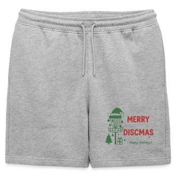 Merry Discmas Happy Holidays Disc Golf Basket - Mens' Premium Organic Sweatshorts - heather grey - Front - AI Model Male 178 light (178cm)