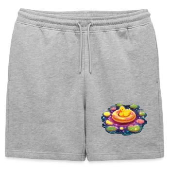 Des canards donuts dans le lac Galaxy - Short de survêtement homme premium - gris chiné - Devant - AI Model Male 178 light (178cm)