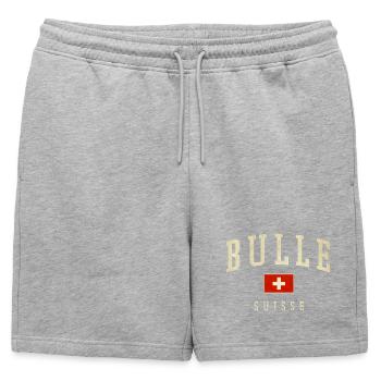 Bulle Switzerland Design - Varsity Style - Mens' Premium Organic Sweatshorts - heather grey - Front - AI Model Male 178 light (178cm)