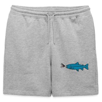 Fliegenfischen Forelle Biss Köder Vektor - Männer Premium Organic Sweatshorts - Grau meliert - Vorne - AI Model Male 178 light (178cm)