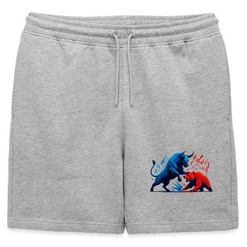 Bull contre Bear Boursiers Actions de Wall Street Fight - Short de survêtement homme premium - gris chiné - Devant - AI Model Male 178 light (178cm)