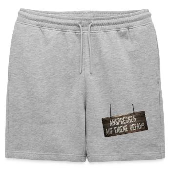 Address at Your Own Risk – Humor Shield - Mens' Premium Organic Sweatshorts - heather grey - Front - AI Model Male 178 light (178cm)