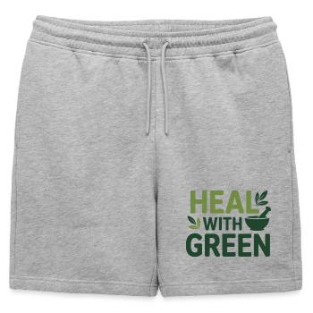 Guérison herboriste avec pratique professionnelle verte - Short de survêtement homme premium - gris chiné - Devant - AI Model Male 178 light (178cm)