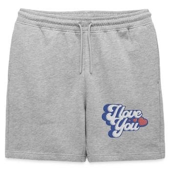 I Love you - message d'amour - Short de survêtement homme premium - gris chiné - Devant - AI Model Male 178 light (178cm)