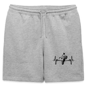 Battement de cœur en motocross - Short de survêtement homme premium - gris chiné - Devant - AI Model Male 178 light (178cm)