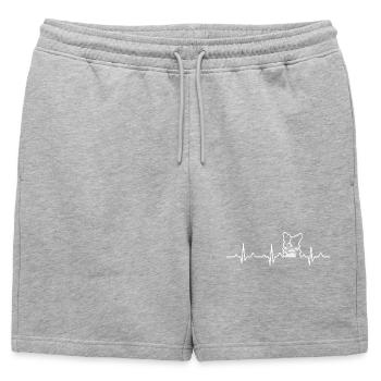 Border Collie Heartbeat EKG Dog Lover Gift - Mens' Premium Organic Sweatshorts - heather grey - Front - AI Model Male 178 light (178cm)