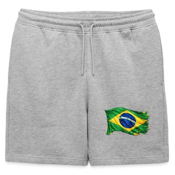Drapeau brésilien Brésil - Short de survêtement homme premium - gris chiné - Devant - AI Model Male 178 light (178cm)