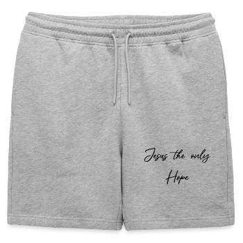 Jésus, le seul espoir - Short de survêtement homme premium - gris chiné - Devant - AI Model Male 178 light (178cm)