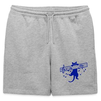 Chat mignon Musicien Instrument de musique - Short de survêtement homme premium - gris chiné - Devant - AI Model Male 178 light (178cm)