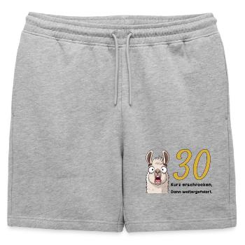 30e anniversaire – brièvement effrayé, puis célébré - Short de survêtement homme premium - gris chiné - Devant - AI Model Male 178 light (178cm)