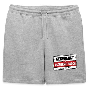 Satire approuvée jusqu’au mercredi des Cendres - Short de survêtement homme premium - gris chiné - Devant - AI Model Male 178 light (178cm)