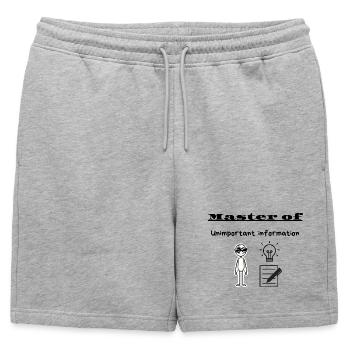 Maître de l’information sans importance - Short de survêtement homme premium - gris chiné - Devant - AI Model Male 178 light (178cm)