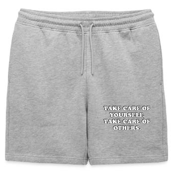 Citation sur l’auto-soin - Short de survêtement homme premium - gris chiné - Devant - AI Model Male 178 light (178cm)