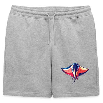 Colorful Manta Rays Graphic Sea Creatures Motif - Mens' Premium Organic Sweatshorts - heather grey - Front - AI Model Male 178 light (178cm)