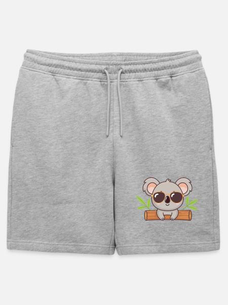 Chic koala on trunk with glasses - Mens' Premium Organic Sweatshorts - heather grey
