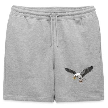 Funny seagull stealing fries on the beach - Mens' Premium Organic Sweatshorts - heather grey - Front - AI Model Male 178 light (178cm)