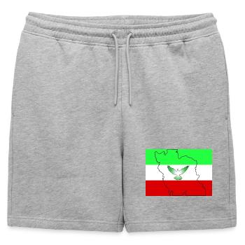 Iran Flag - Mens' Premium Organic Sweatshorts - heather grey - Front - AI Model Male 178 light (178cm)