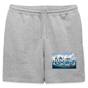 Hamburg Waves au port - Short de survêtement homme premium - gris chiné - Devant - AI Model Male 178 light (178cm)