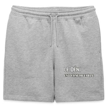 Le déni est confortable. - Short de survêtement homme premium - gris chiné - Devant - AI Model Male 178 light (178cm)