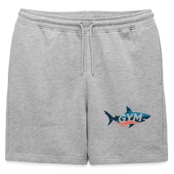 Aqua Shark Gym Emblem - Mens' Premium Organic Sweatshorts - heather grey - Front - AI Model Male 178 light (178cm)