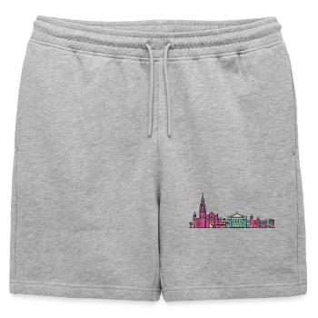 Cathédrale de la cathédrale de la Skyline de Murcia Modern Line Art - Short de survêtement homme premium - gris chiné - Devant - AI Model Male 178 light (178cm)