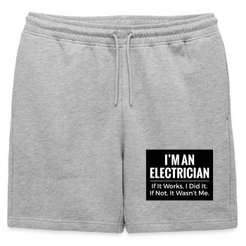 T-shirt Électricien – Blague drôle sur les vêtements de travail professionnels - Short de survêtement homme premium - gris chiné - Devant - AI Model Male 178 light (178cm)