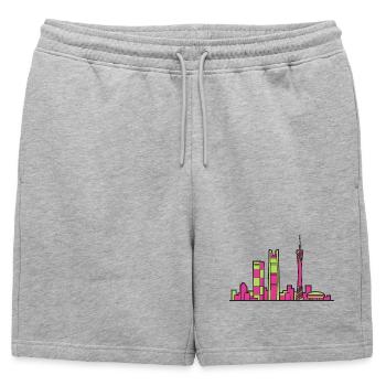 Silhouette de la tour de la ville de Guangzhou Tower Art de lignes - Short de survêtement homme premium - gris chiné - Devant - AI Model Male 178 light (178cm)