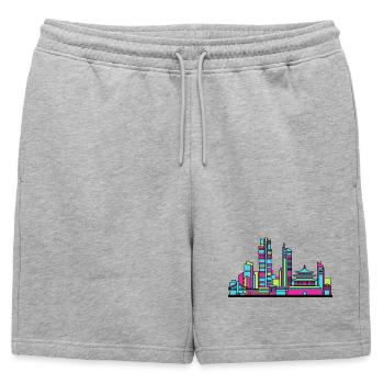 Ligne de la skyline de la ville de Wuhan Yangtsé Pont - Short de survêtement homme premium - gris chiné - Devant - AI Model Male 178 light (178cm)