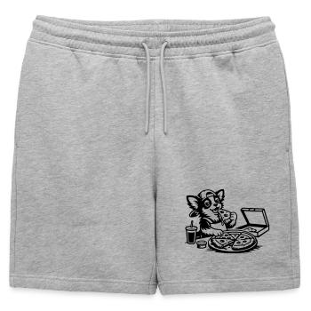 Enfants mangeurs de pizzas au chihuahua - Short de survêtement homme premium - gris chiné - Devant - AI Model Male 178 light (178cm)