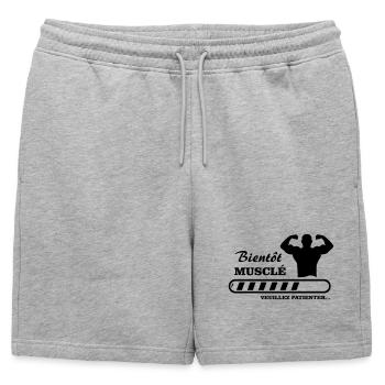 bientôt musclé  - Short de survêtement homme premium - gris chiné - Devant - AI Model Male 178 light (178cm)