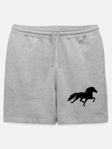 Islandpferd im Rennpass - Männer Premium Organic Sweatshorts - Grau meliert
