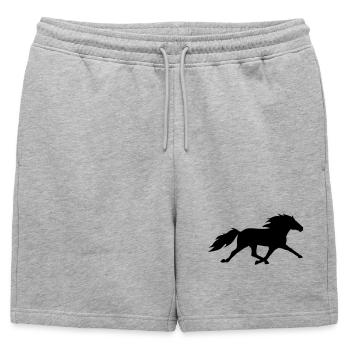Cheval islandais dans le pass de course - Short de survêtement homme premium - gris chiné - Devant - AI Model Male 178 light (178cm)