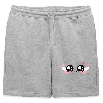 Cupid Eyes – Kawaii Angel Eyes with Wings & Star - Short de survêtement homme premium - gris chiné - Devant - AI Model Male 178 light (178cm)
