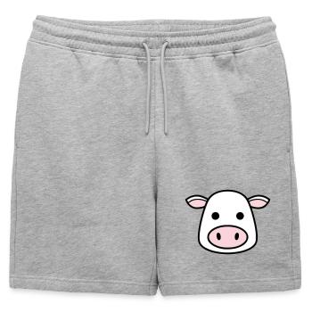 Mignonne Tête de Vache Visage Vector de la BD - Short de survêtement homme premium - gris chiné - Devant - AI Model Male 178 light (178cm)