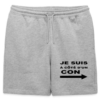 Je Suis À Côté D UN CON - Short de survêtement homme premium - gris chiné - Devant - AI Model Male 178 light (178cm)