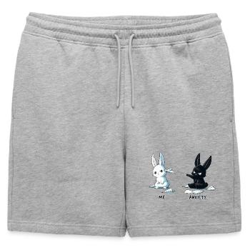 Conception du mème Fear Bunny - Short de survêtement homme premium - gris chiné - Devant - AI Model Male 178 light (178cm)