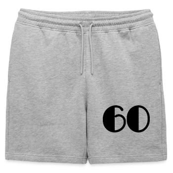 60. 60 ANS. 60e ANNIVERSAIRE. ANNIVERSAIRE 60 ANS. - Short de survêtement homme premium - gris chiné - Devant - AI Model Male 178 light (178cm)