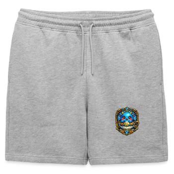 Petit Dragon de Cuivre au Thé Bleu - Short de survêtement homme premium - gris chiné - Devant - AI Model Male 178 light (178cm)