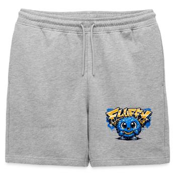 Mascotte bleue Graffiti duveteuse - Short de survêtement homme premium - gris chiné - Devant - AI Model Male 178 light (178cm)