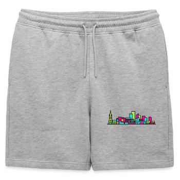 Silhouette de la cathédrale de la ville de Derby Art moderne en ligne - Short de survêtement homme premium - gris chiné - Devant - AI Model Male 178 light (178cm)
