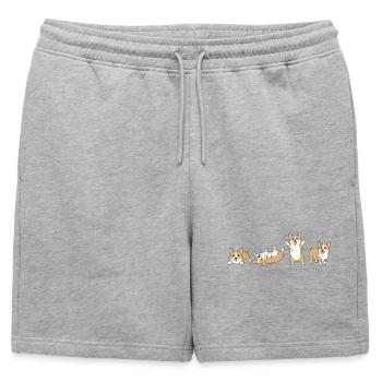 Corgi Parade Happy Dogs - Mens' Premium Organic Sweatshorts - heather grey - Front - AI Model Male 178 light (178cm)