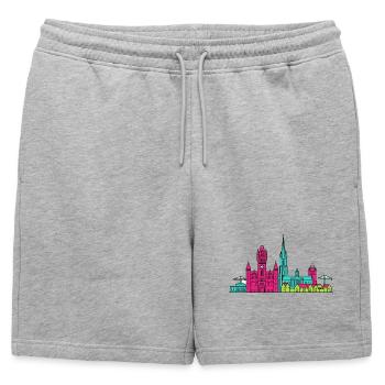 Aberdeen City Skyline Marischal College Art - Short de survêtement homme premium - gris chiné - Devant - AI Model Male 178 light (178cm)