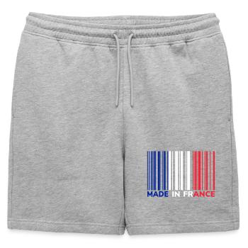 Code Barre Made in France - Short de survêtement homme premium - gris chiné - Devant - AI Model Male 178 light (178cm)