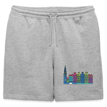 Maisons de la ligne d’horizon du canal de la ville d’Amsterdam Art en lignes - Short de survêtement homme premium - gris chiné - Devant - AI Model Male 178 light (178cm)