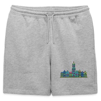 Silhouette de la Dom Tower de la ville d’Utrecht Art moderne - Short de survêtement homme premium - gris chiné - Devant - AI Model Male 178 light (178cm)